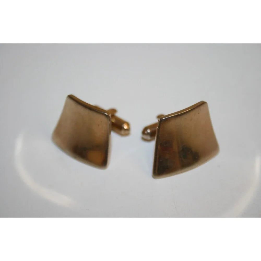 Nice Vintage Mid Century Modern Hickok Golden Brass Men's Dress Cufflinks
